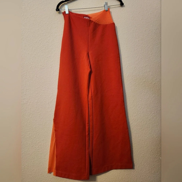 STAUD Carmine Red Colorblock Nylon Blend Wide Leg Pants Size XS - Picture 4 of 12